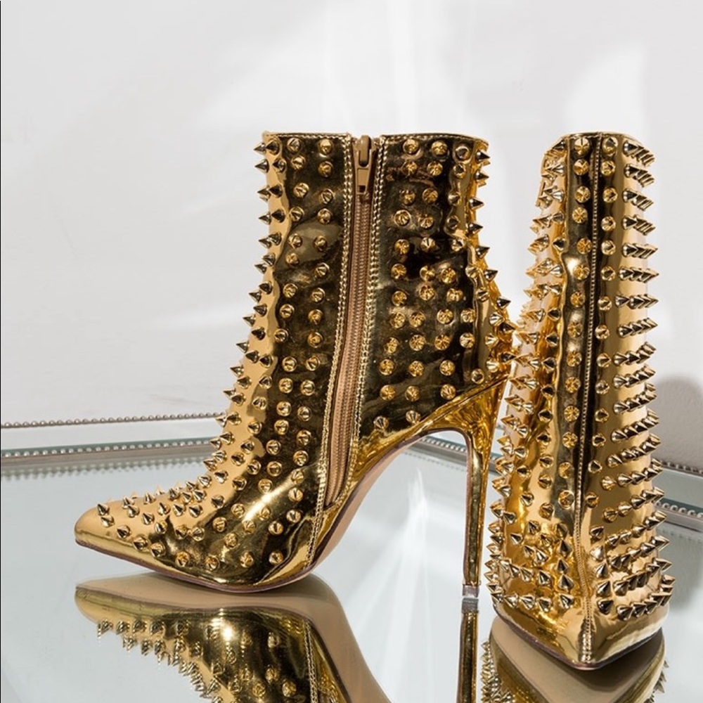 Golden studded Stiletto Boots